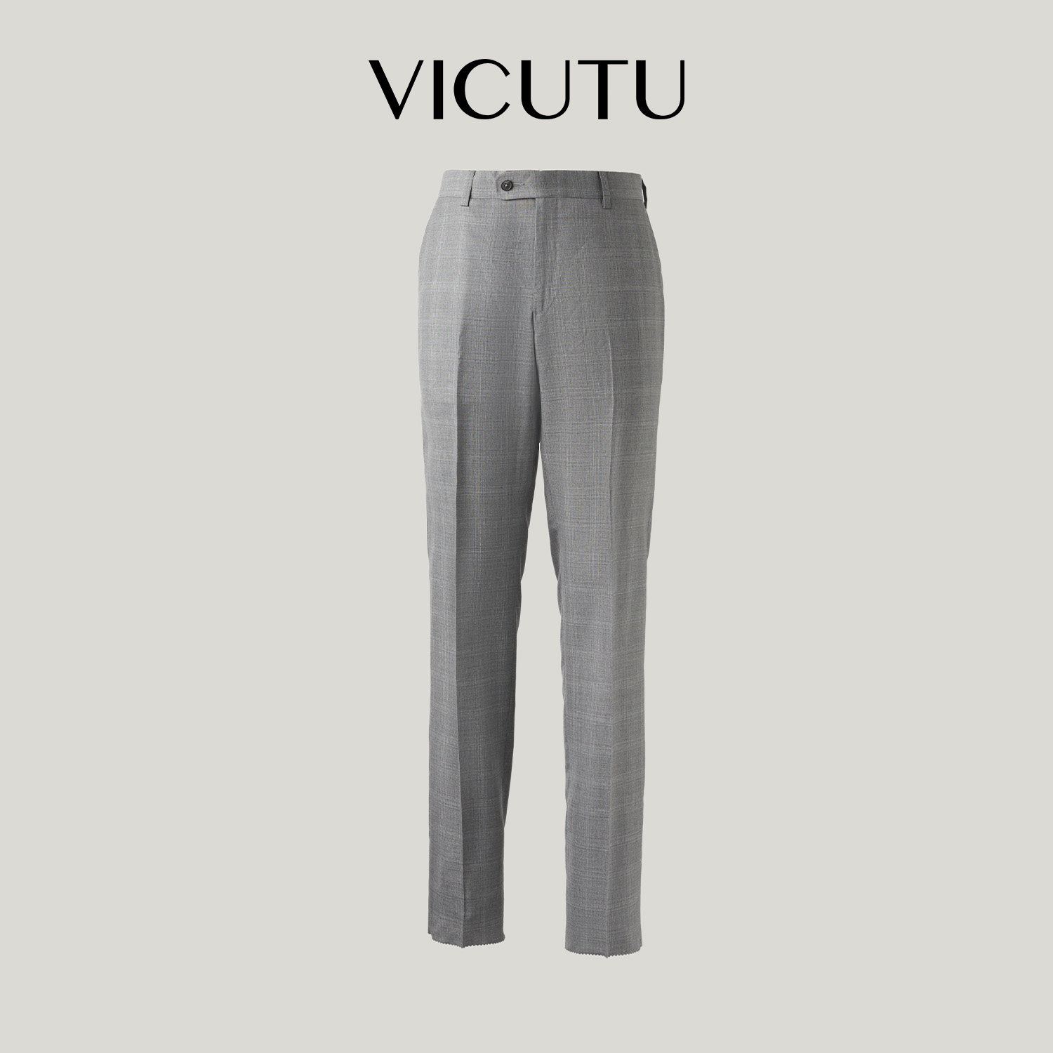 【限时清仓】VICUTU威可多男士装西裤舒适格纹灰色直筒商务西装裤