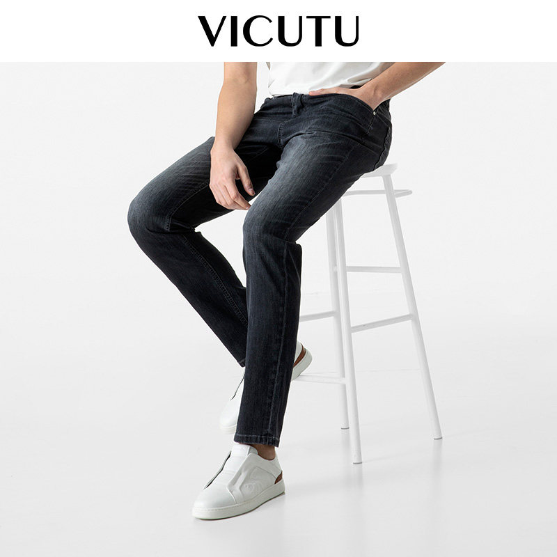 【云朵牛仔二代】VICUTU威可多牛仔裤男橙标商务直筒长裤