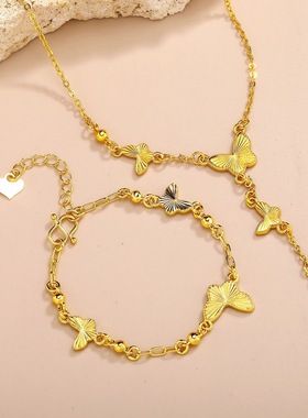 金店同款古法沙金项链手链组合女百搭轻奢气质久不掉色项链