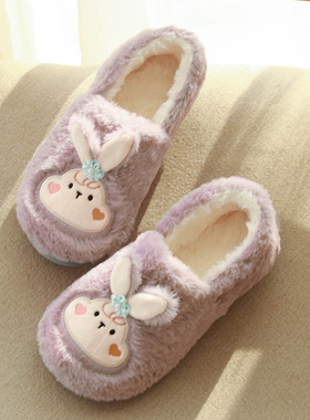 月子鞋冬季包跟软底大码产后产妇鞋防滑保暖冬天坐月子棉拖鞋卡通