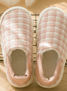 踩屎感月子鞋冬季加绒厚底包跟产后鞋防滑软底保暖简约孕妇棉拖鞋