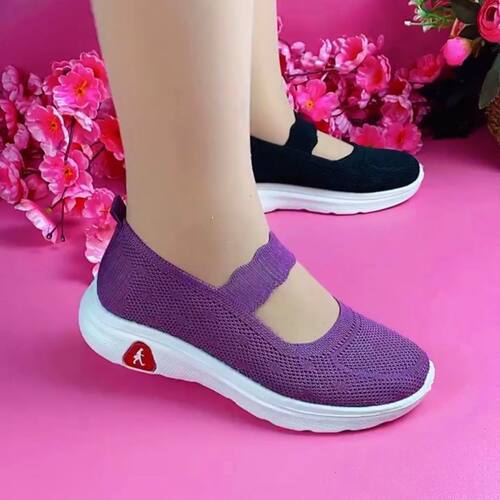 健步鞋女夏季新款老北京布鞋网面透气防滑软底轻便松紧浅口妈妈鞋