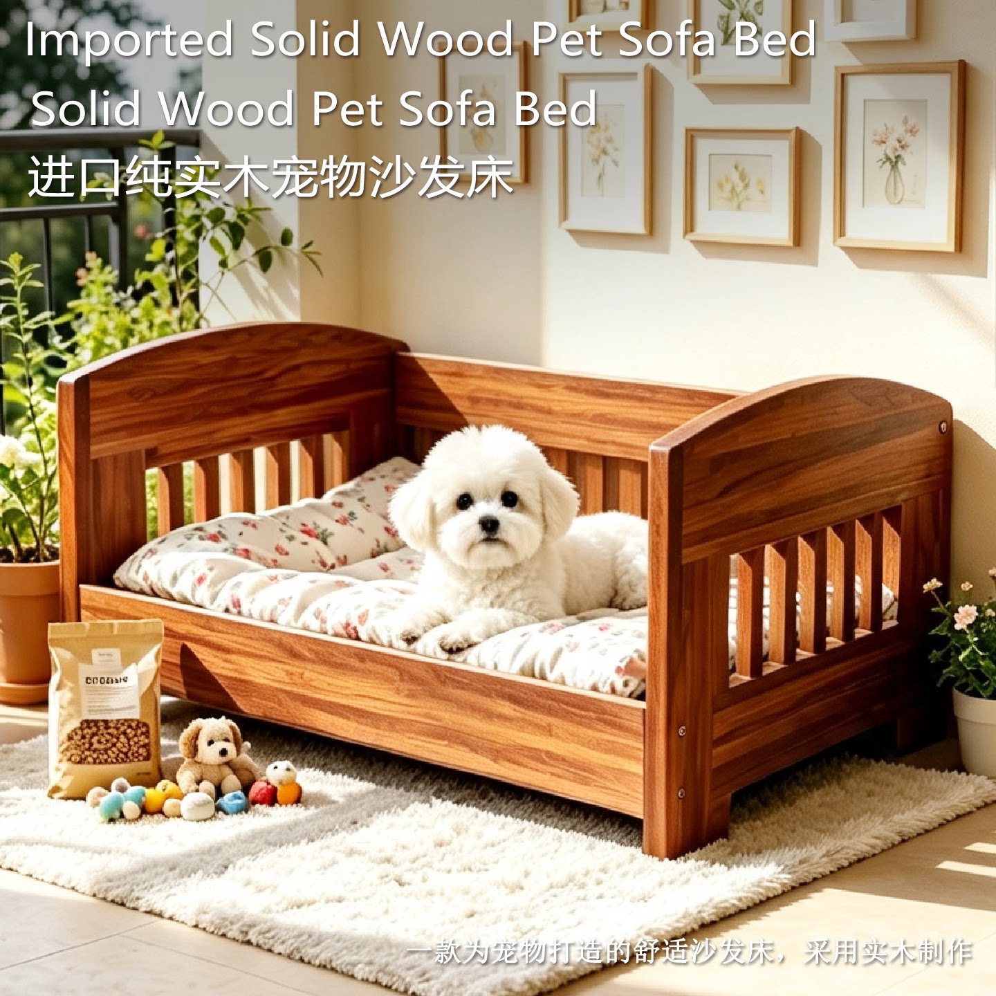 宠物狗夏天实木狗床四季通用睡床简约猫窝休息耐磨小型犬柯基泰迪