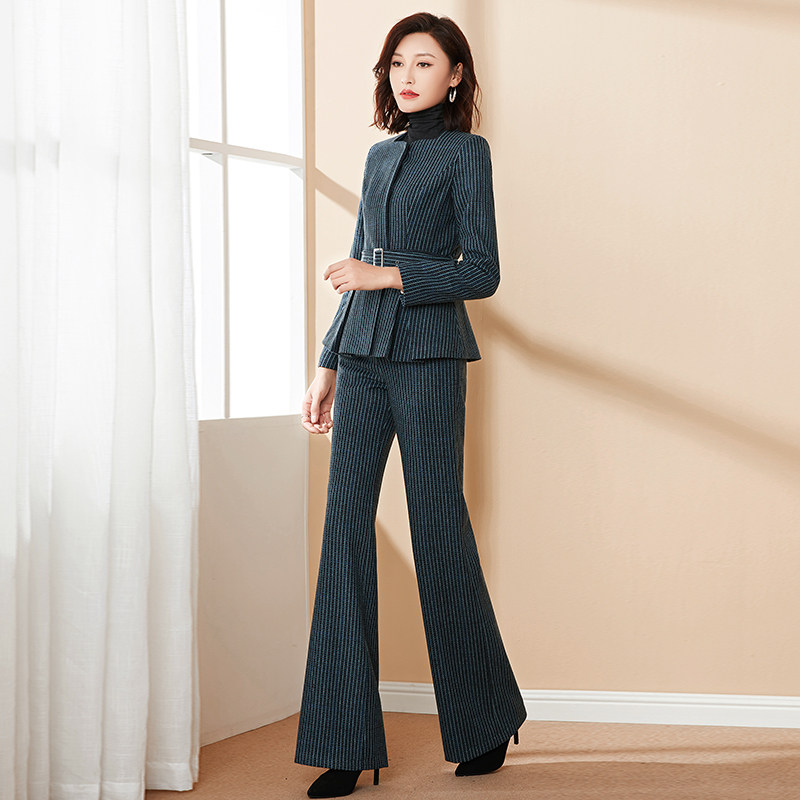 条纹毛呢套装女2025年秋冬新款加厚气质时尚洋气阔腿裤两件套冬季,女装/女士精品,时尚套装,淘宝优惠券,粉丝福利购,淘宝优惠卷