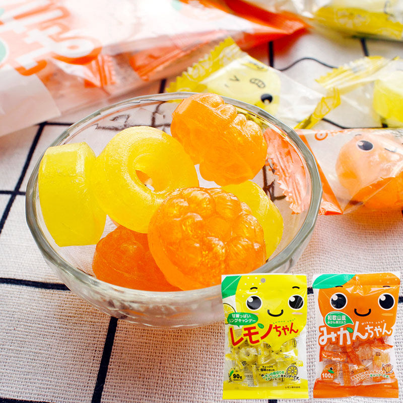 3包装进口日本零食川口橘子味柠檬味圈圈糖果汁硬糖橘子糖水果糖