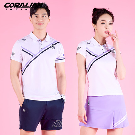 可莱安羽毛球服女套装时尚新款翻领男款短袖韩国透气速干运动服装