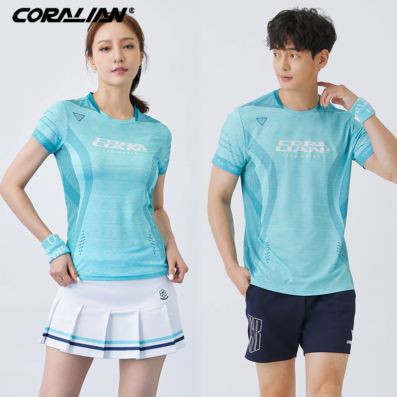 可莱安羽毛球服女套装夏季韩国透气速干短袖男上衣情侣时尚运动服