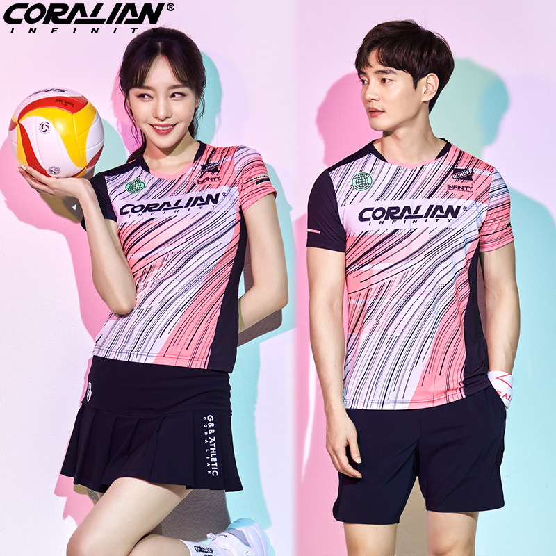 可莱安羽毛球服女套装韩国新款男款上衣夏季时尚透气速干运动短袖