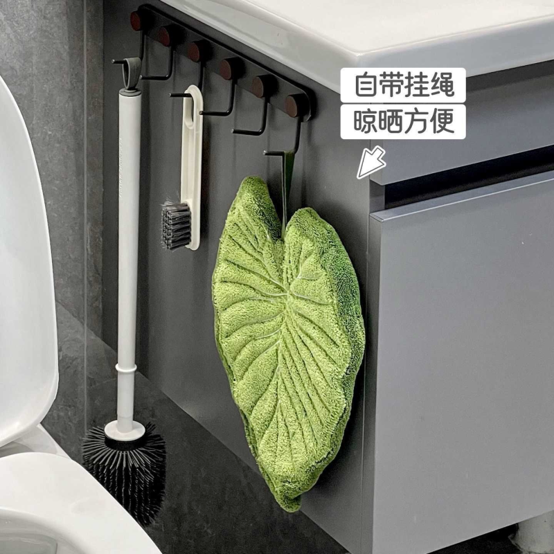龟背竹擦手巾挂式珊瑚绒热植擦手布绿植搽手巾厨房毛巾吸水不掉毛