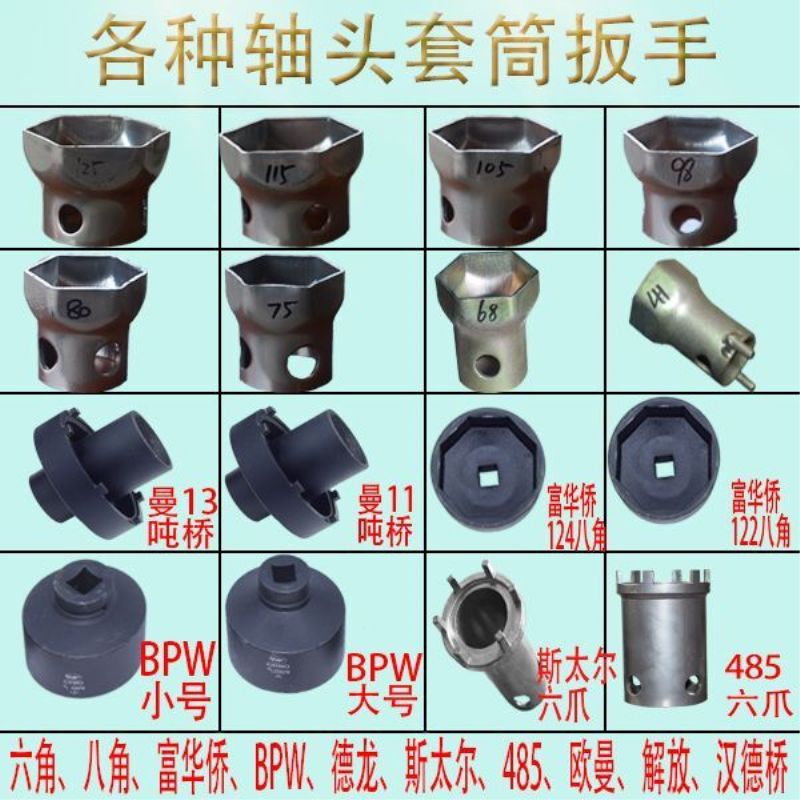 轴头套筒扳手6角8角碳钢公制斯太尔富华桥汽车货车前后轴扳手包邮