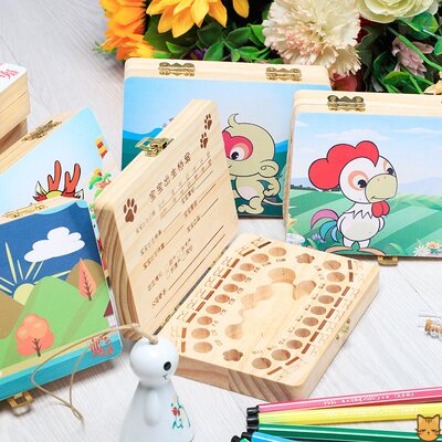 【十二生肖】乳牙收纳盒女孩男孩实木儿童牙齿收藏盒换牙纪念盒子