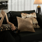 轻奢法式 柏洛斯Gorgeous 琉璃 风真皮狐狸毛沙发抱枕组合背靠垫