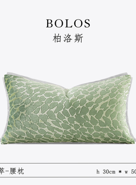 柏洛斯Little Fresh〖青萃〗现代轻奢绿色无规则花纹沙发腰枕背靠