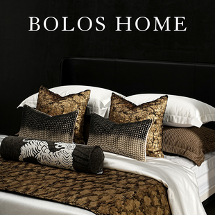 高级感轻奢鎏金色床上腰枕套高端垫 金沙暮 柏洛斯Golden Dusk