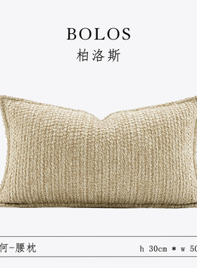 柏洛斯Log color轻奢新中式米咖色涤纶肌理样板间抱枕套沙发客厅