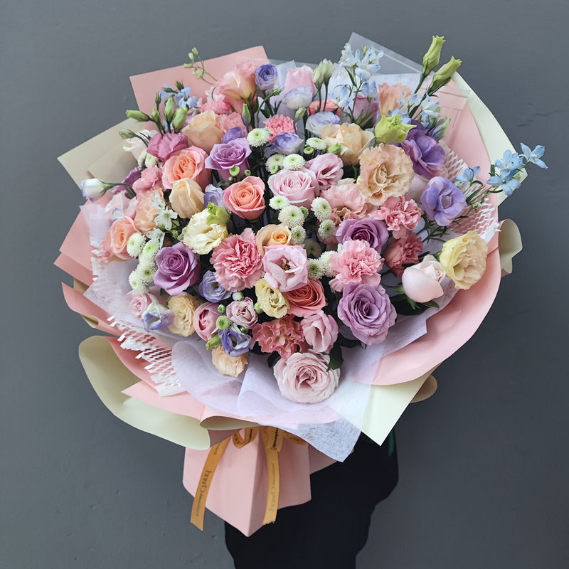 北京鲜花同城速递红玫瑰混搭香槟粉玫瑰花束草莓熊生日情人节日送