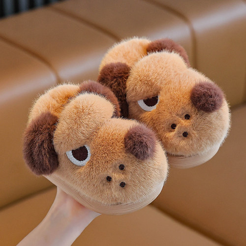 儿童棉拖鞋冬季新款男童室内居家可爱防滑女童毛毛鞋宝宝包跟棉鞋