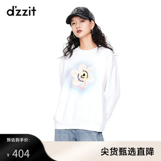 dzzit地素 奥莱春秋休闲运动风绣花设计长袖套头卫衣女