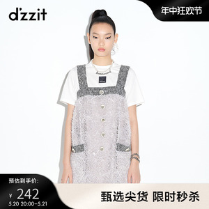 dzzit地素 奥莱夏款宽松拼接网纱背带连衣裙女3D2O2027D