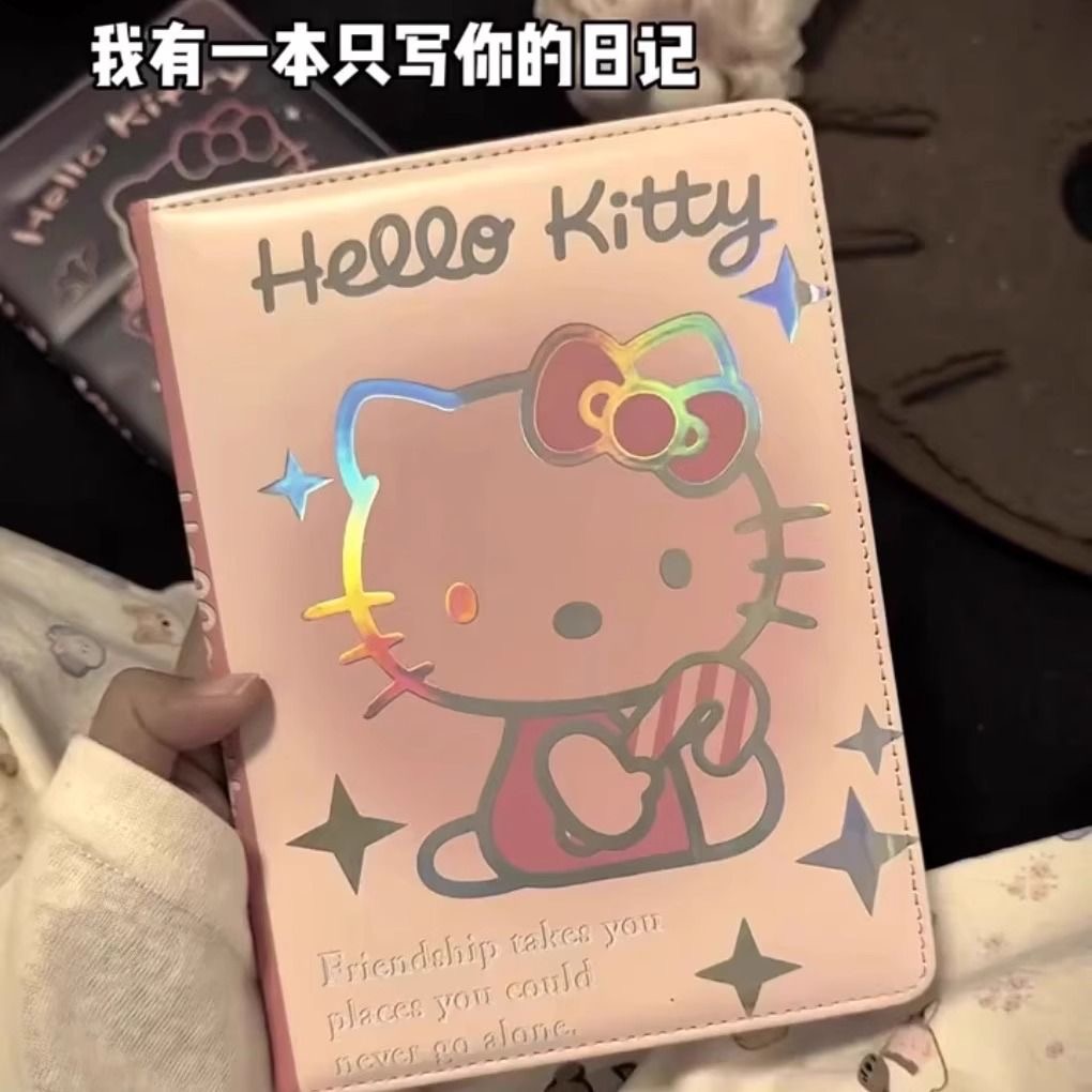 可爱KT猫皮质彩页笔记本pu镭射烫金高颜值礼物记事本日记本