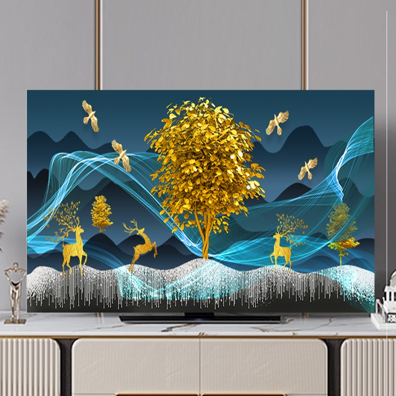 新中式电视罩防尘罩平曲面32寸42寸50寸55寸60寸家用布艺电视机罩