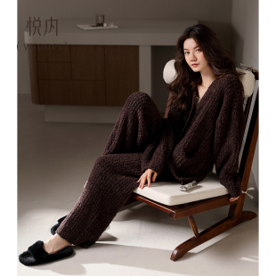 珊瑚绒加绒加厚毛绒家居服高级感 冬款 悦内半边绒睡衣女士款 秋冬季