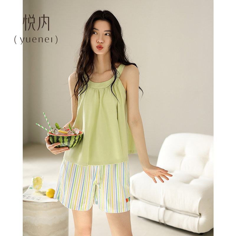 悦内带胸垫凉感睡衣女款夏季夏天莫代尔无袖背心短裤家居服可外穿,女士内衣/男士内衣/家居服,睡衣/家居服套装,淘宝优惠券,粉丝福利购,淘宝优惠卷