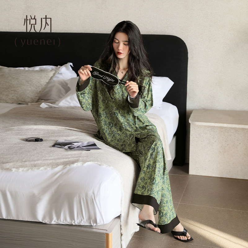 悦内睡衣女士秋季春秋款纯棉长袖家居服秋冬时尚复古新中式高级感,女士内衣/男士内衣/家居服,睡衣/家居服套装,淘宝优惠券,粉丝福利购,淘宝优惠卷