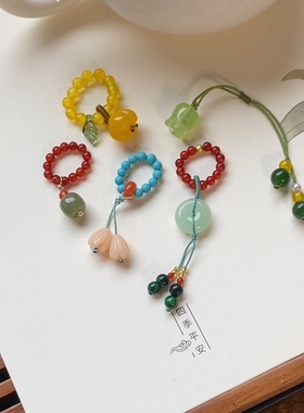 手工弹力珠圈款茶壶小提溜原创设计复古国风茶具装饰壶绳家用百搭