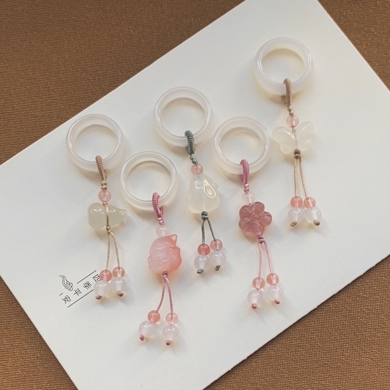 天然玛瑙跑环手持DIY配件手捻手串文玩吊饰手工小流苏配饰新中式