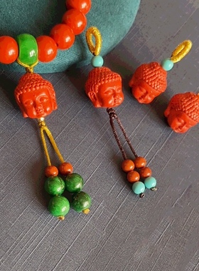 佛系高含量朱砂手串挂坠佛头流苏小提溜diy手工配饰 蛇年本命年款