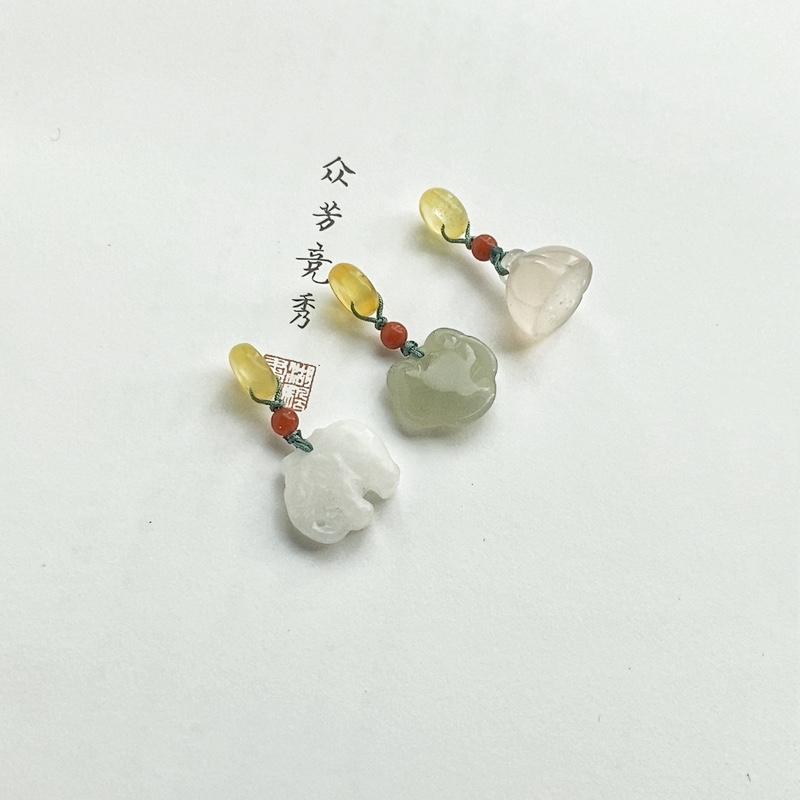 天然蜜蜡隔珠吊坠手链小提溜和田玉如意手串配饰手作diy 项链挂坠