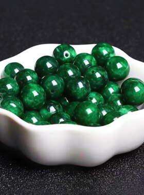 翡翠干青铁龙生散珠半成品DIY手工串珠碧玉单珠编织手链项链配件