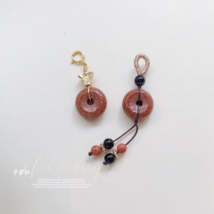 diy手链吊坠金砂石平安扣小提溜配饰手编绳弹簧扣挂件女 穿珠配件