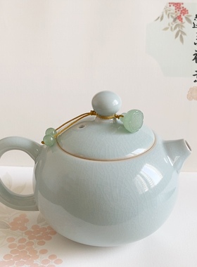 【莲•禅意】茶壶吊坠紫砂壶装饰壶盖仿烫小提溜汝窑茶具复古中式