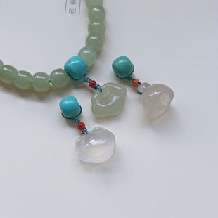 新品高瓷菱镁矿绿松隔珠吊坠DIY手串滴溜 蜜蜡玛瑙和田玉如意配件