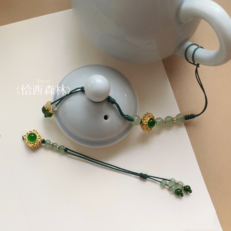 精致手编绳茶壶防摔绑绳西施壶挂件石瓢壶连体长款挂坠中式设计款