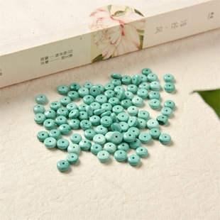 原矿菱镁矿隔片隔珠6mm绿松散珠小配件小清新配饰算盘珠手串diy款