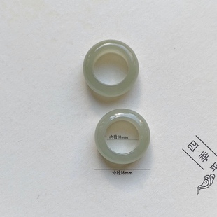 天然和田玉跑环高冰晴水绿指环戒指戒圈文玩珠串配饰挂坠饰品正品