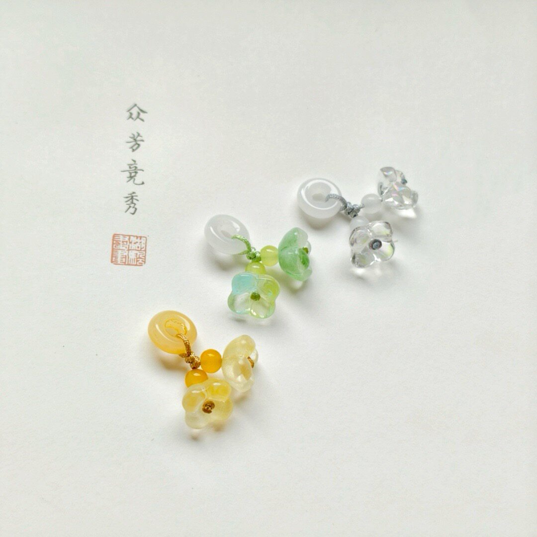跑环桂花小提溜仿玉琉璃diy手链小手挂吊坠饰品手工服饰压襟配件图片