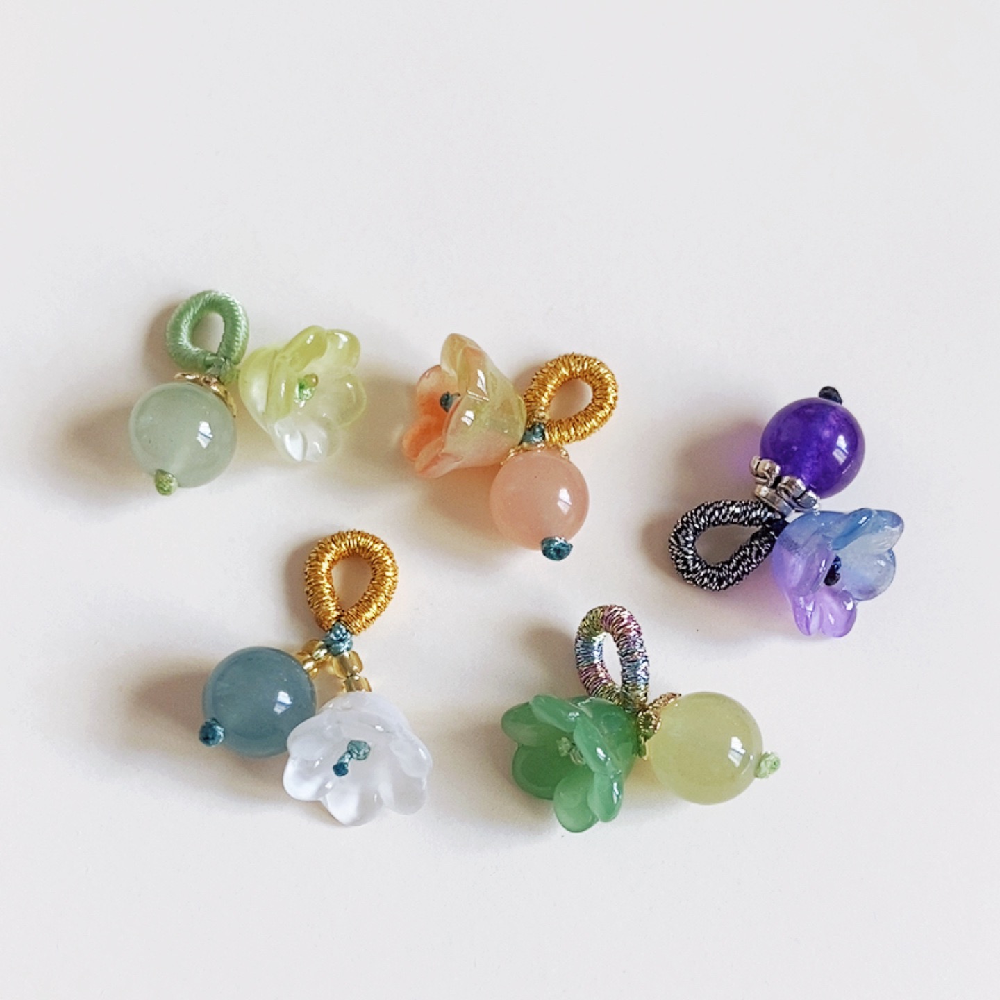 新款热销风铃花桂花小提溜手串挂件吊坠铃兰花手工编织diy手链配