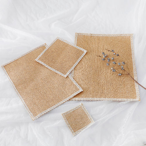 方形麻防水杯垫餐布环创