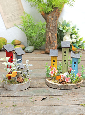 木质摆设摆件自然角幼儿园植物角微景观户外装饰别墅庭院花园布置