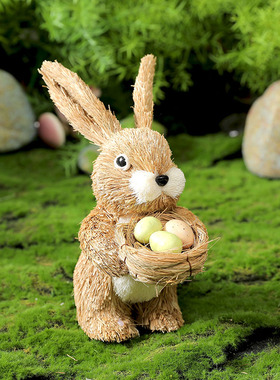 兔子自然风幼儿园微景观布置摆件
