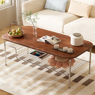 中古风茶几客厅家用小户型2025新款轻奢高级感实木奶油风简易法式