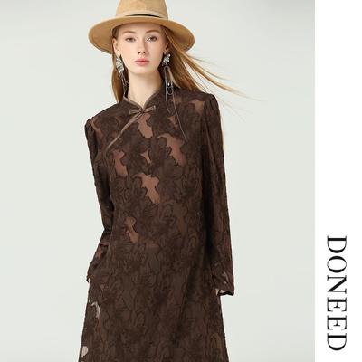 复古斜襟剪花盘扣新中式长袖上衣