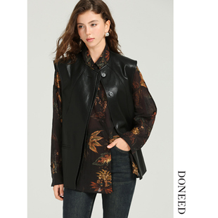 DONEED2025秋季欧美简约风设计感复古气质马甲