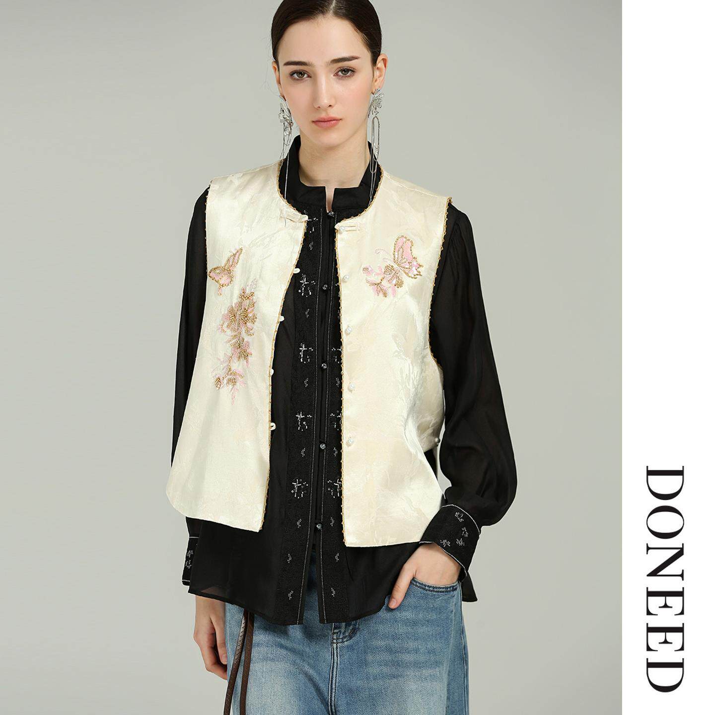 DONEED2026春季新款国风新中式刺绣钉珠重工马甲轻奢复古