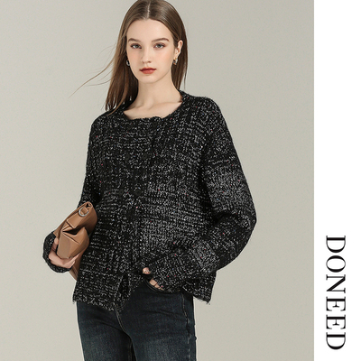 文艺风花纱粗纺厚实开衫毛衣外套