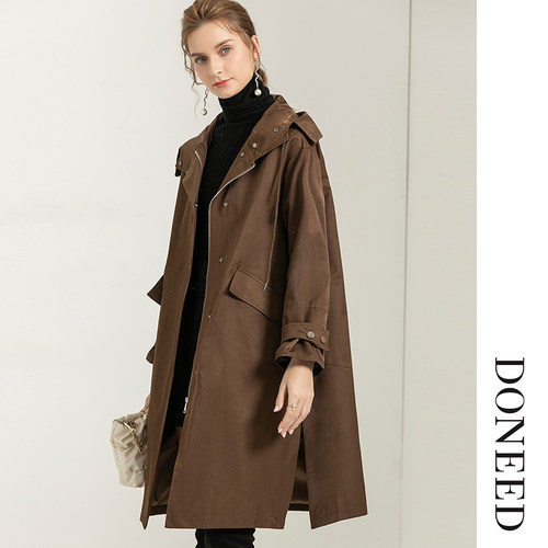 休闲文艺风中长款风衣宽松外套